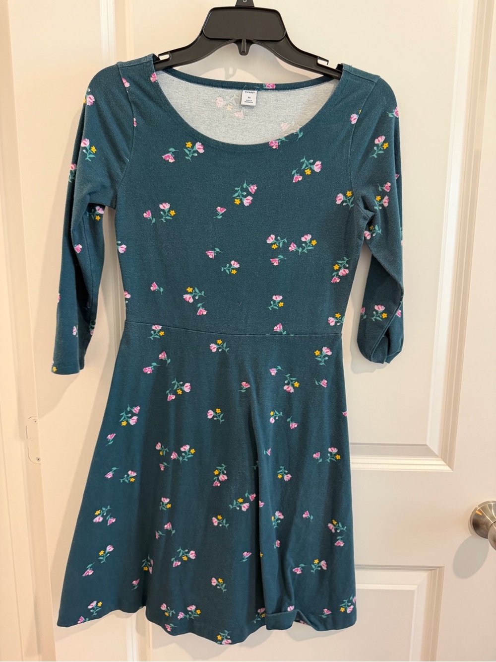 Old Navy Teal Floral Scoop-Neck Casual Dress